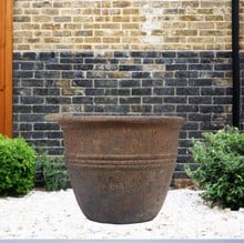 Old Ironstone Lined Cylinder Pot Planter