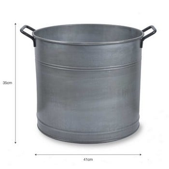 TRADITIONAL GALVANISED STRONG STEEL METAL SMALL LARGE BUCKET WITH WOODEN  HANDLE