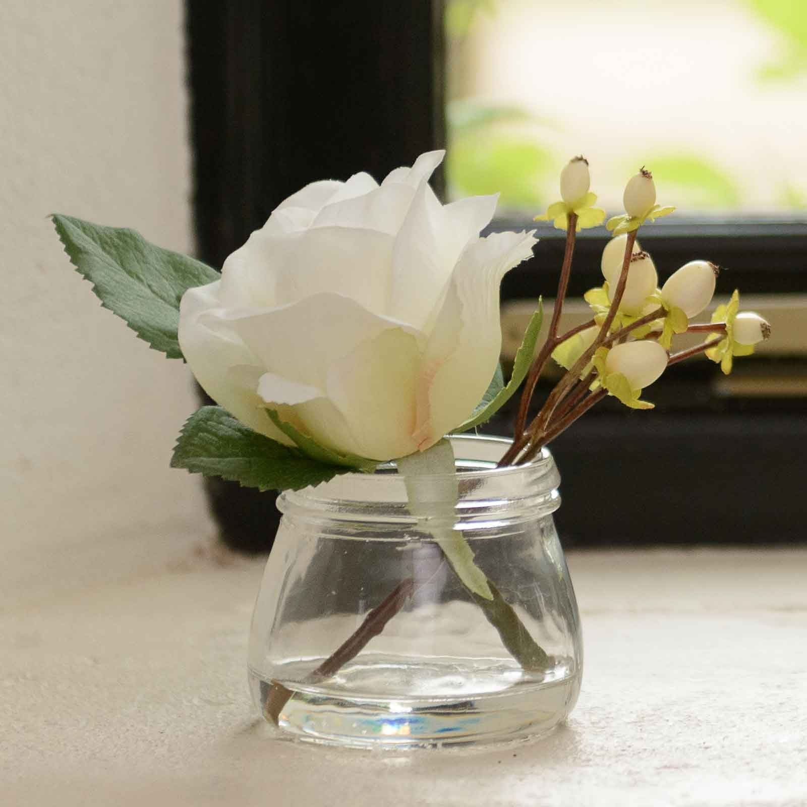 White Rose and Berries in Small Vase - Harrod Horticultural