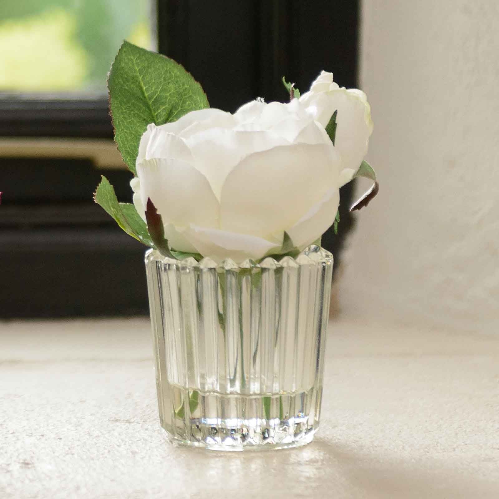 White Rose Stem in Small Vase by Sia - Harrod Horticultural
